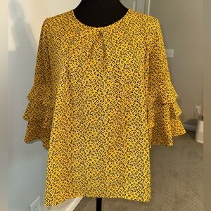 Monteau Yellow and Black Animal Print Top